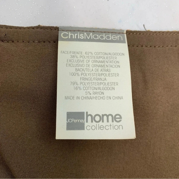 Chriss Madden Table Runner Brocade Braided Tassel Fringe Green Brown 13 X 58" - Picture 8 of 12